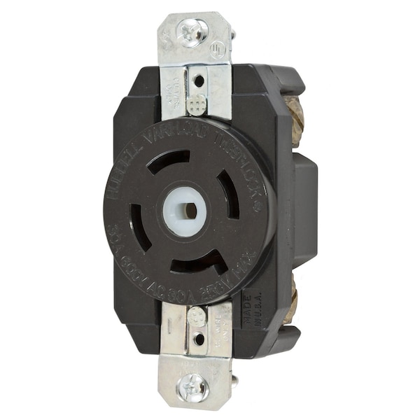 Locking Receptacle, Non-NEMA, 30 A, 250V AC, Three Phase, 4 Pole, Flush Mount, Screw Terminals